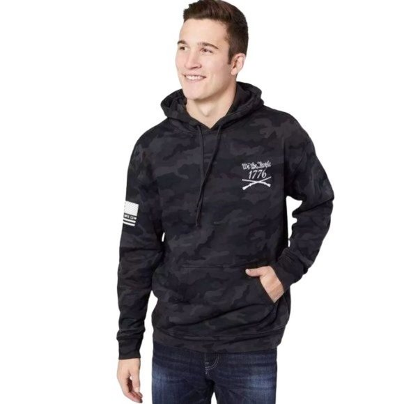 HOWITZER MENS 'WE THE PEOPLE' DISTRESSED GAPHIC GREY/BLACK HOODIE - NWOT - - Picture 3 of 9